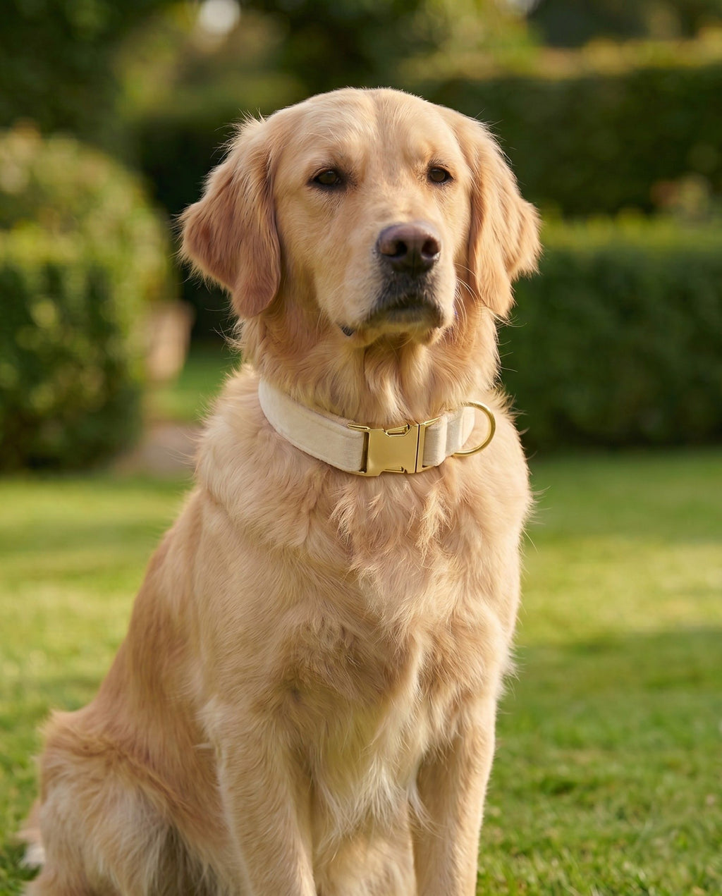 Personalised Velvet Dog Collar — Engraved Name Tag