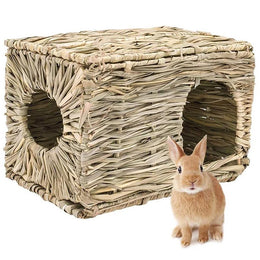 🐰 LinenNest™ – Linen Sleeping House for Rabbits with Side Door and Front Window